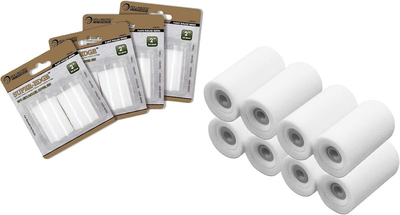 Rolling Dog 2 Inch Mini Foam Paint Roller Covers - Concave Design High Density Foam Roller Refills 8PC for Smooth Even Painting - Image 1